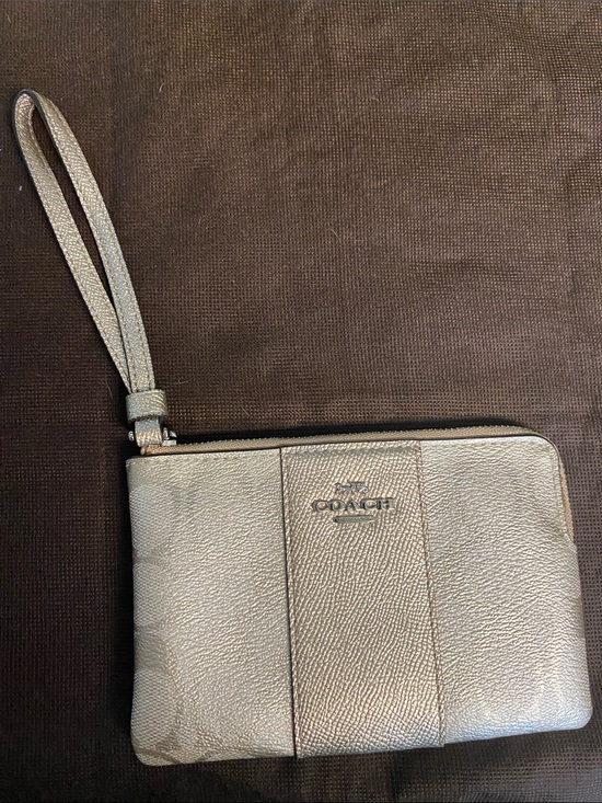 Coach Handbags - Coach Metallic Silver Leather Wristlet